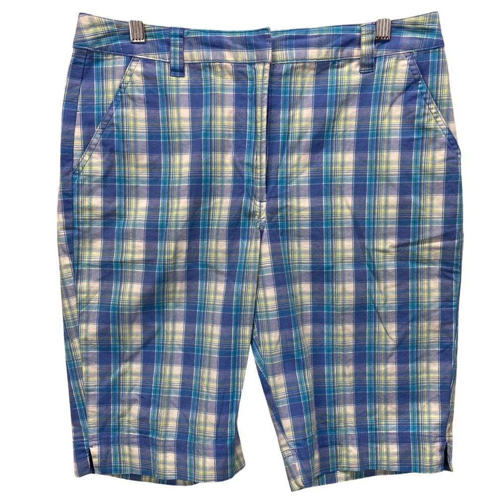 Kim Rogers Petite Women's Plaid Capri Shorts Size 12P  Cotton‎ Blend Stretch